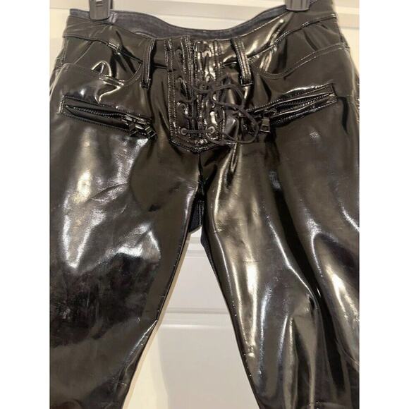 Unravel Project Latex Pants 29 Lace Up Two Toned Slim Fit Italy Goth Grunge $750 - Picture 3 of 16
